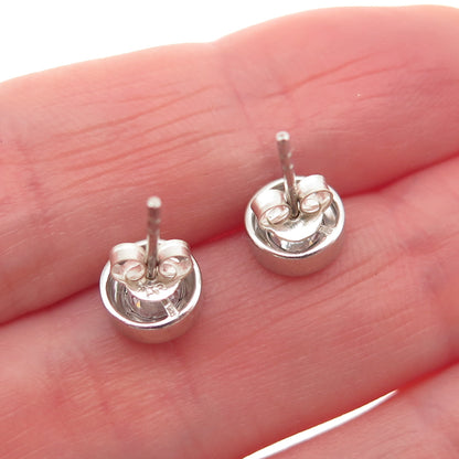 925 Sterling Silver Round-Cut C Z Stud Earrings
