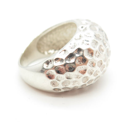 925 Sterling Silver Vintage Hammered Finish Ring Size 6
