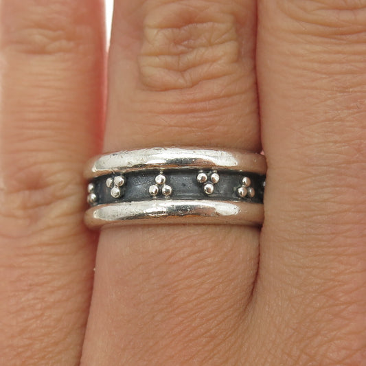 925 Sterling Silver Vintage Beaded Band Ring Size 7