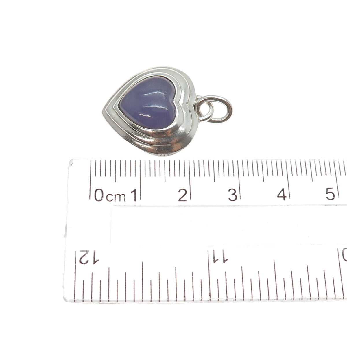 CNA PRANDA 925 Sterling Silver Vintage Real Lavender Jade Heart Charm Pendant