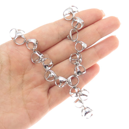 925 Sterling Silver Vintage Modernist Chain Necklace 16-18"