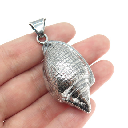 925 Sterling Silver Vintage Mexico Seashell Oxidized 3D Pendant