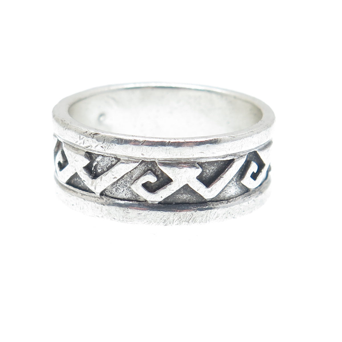 SHUBE 925 Sterling Silver Vintage Spiral Oxidized Band Ring Size 8.25