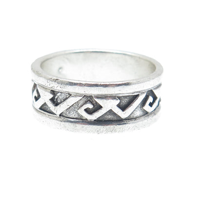 SHUBE 925 Sterling Silver Vintage Spiral Oxidized Band Ring Size 8.25