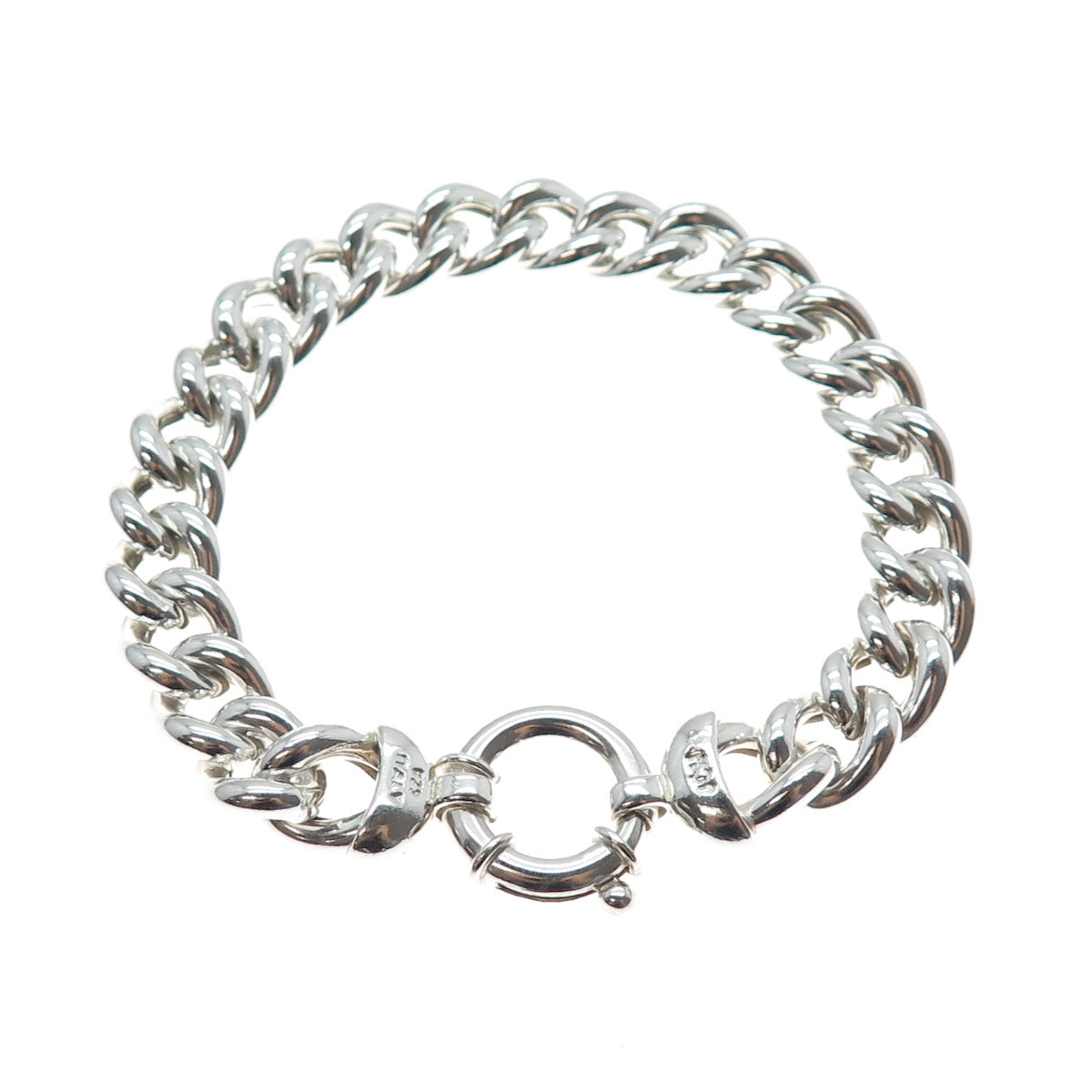 JCM Jacmel Mauritius 925 Sterling Vintage Italy Hollow Cuban Link Bracelet 7.25"