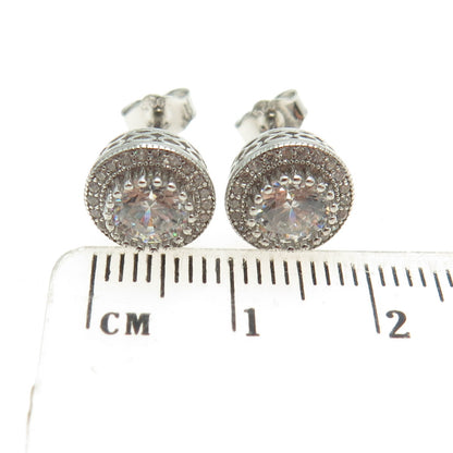 925 Sterling Silver Round-Cut C Z Sparkle Stud Earrings