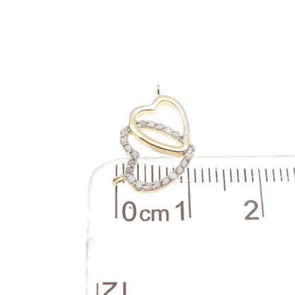 Han 925 Sterling Gold Plated Real Diamond Couple Heart Centerpiece Mini Pendant