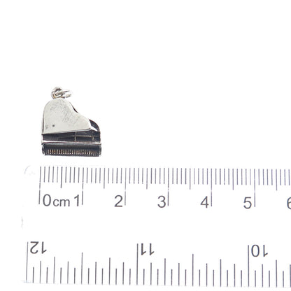 SUNWEST 925 Sterling Silver Vintage Grand Piano Minimalist 3D Charm Pendant