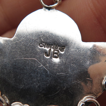 Jack Bly Kewa Old Pawn 925 Sterling Vintage Black Onyx Feather Dangle Earrings