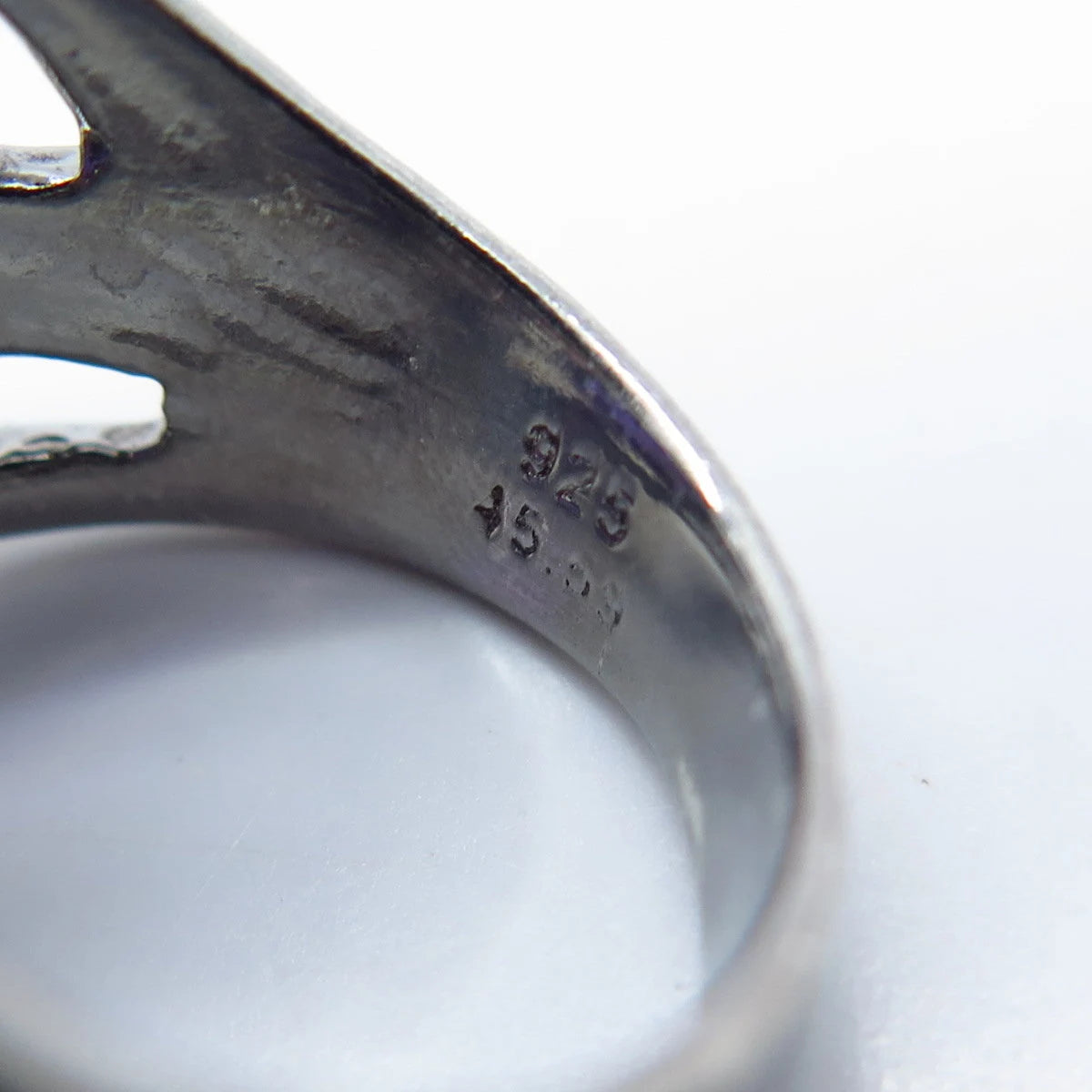 925 Sterling Silver Vintage Blue C Z Oval Ring Size 9