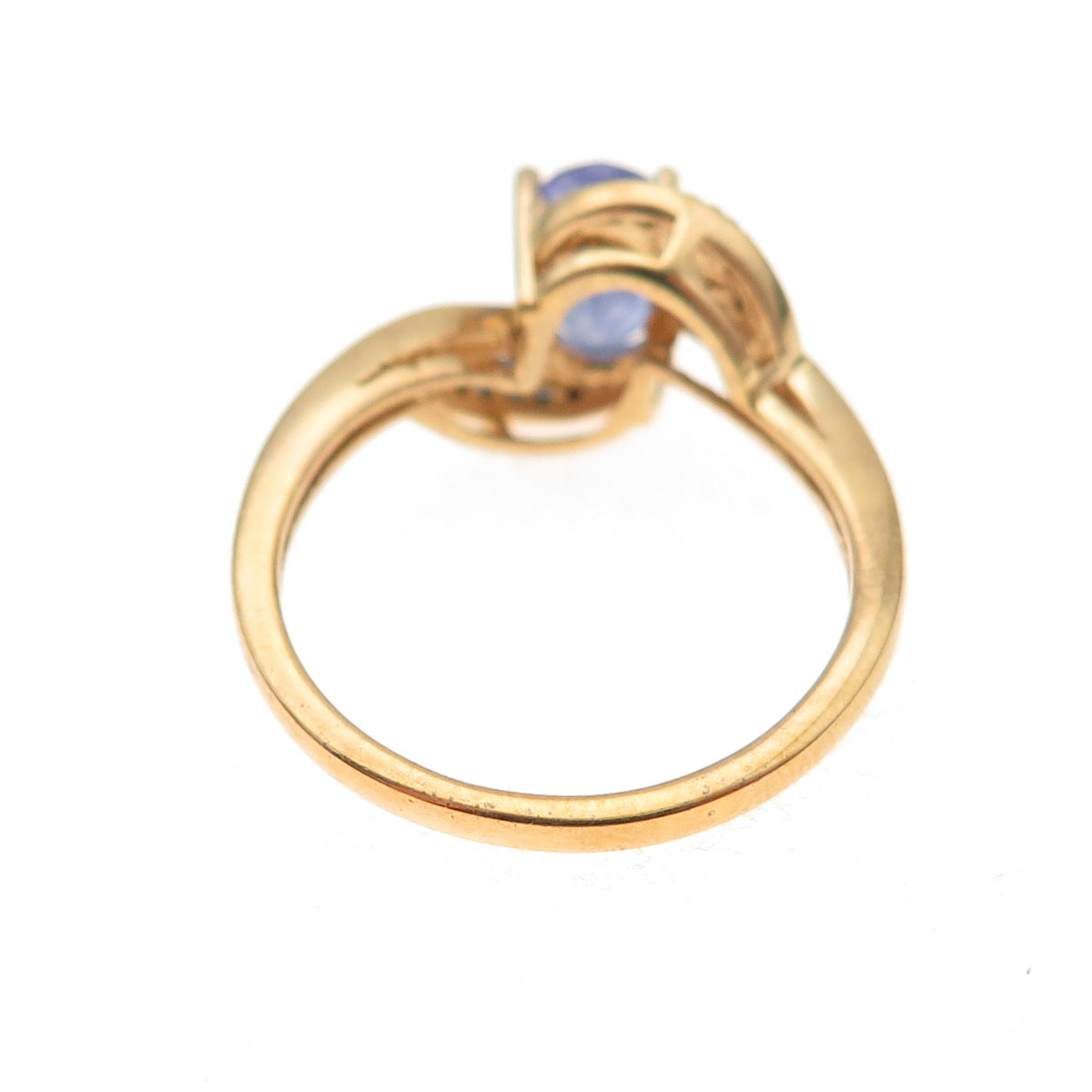 925 Sterling Gold Plated Real Tanzanite Lab-Created Peacock Sapphire Ring Size 8