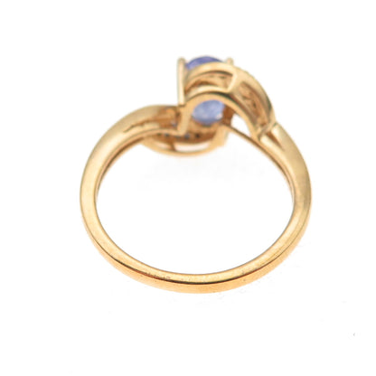 925 Sterling Gold Plated Real Tanzanite Lab-Created Peacock Sapphire Ring Size 8