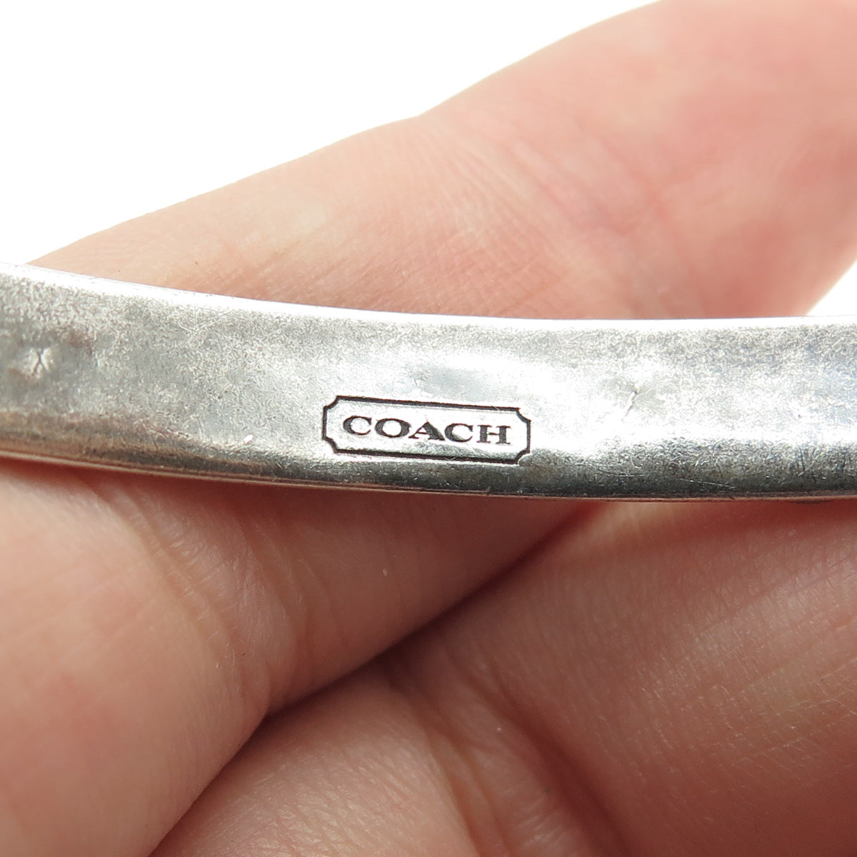 COACH 925 Sterling Silver Vintage Logo Adjustable Cuff Bracelet 6.75"