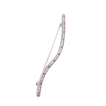 ZINA 925 Sterling Silver Vintage Real Pink Amethyst Modernist Wavy Pin Brooch