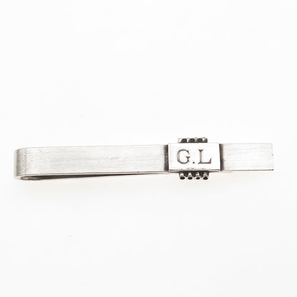 Georg Jensen Sterling Silver Vintage Engraved Modernist Oxidized Tie Clip #208