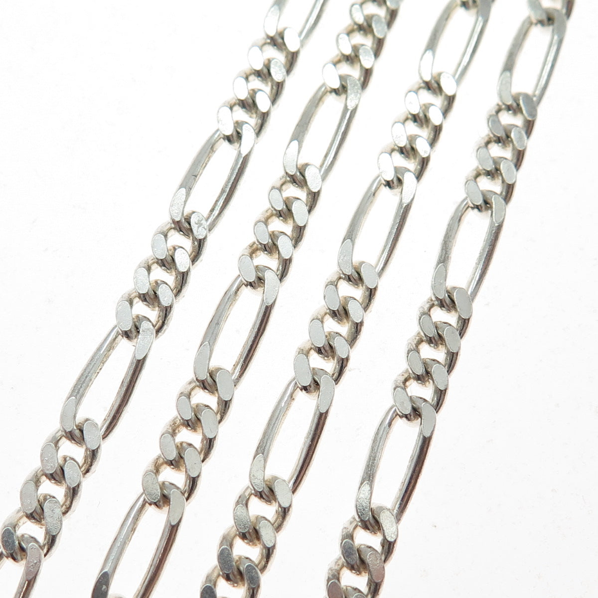 925 Sterling Silver Vintage Italy Figaro Chain Necklace 30"