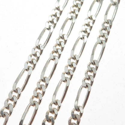 925 Sterling Silver Vintage Italy Figaro Chain Necklace 30"