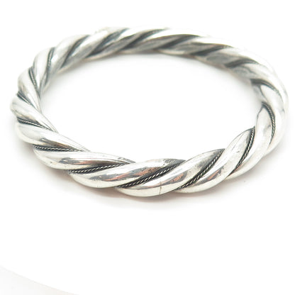 925 Sterling Silver Vintage Twisted Bangle Bracelet 7"