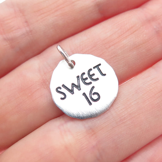 RQC REMBRANDT 925 Sterling Silver Vintage Sweet 16 Minimalist Charm Pendant