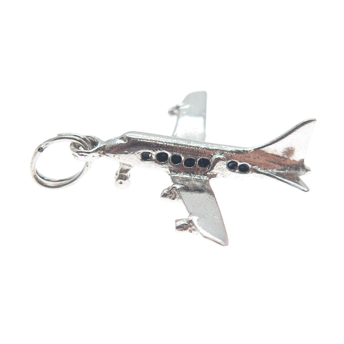 J.M. FISHER 925 Sterling Silver Vintage Airplane 3D Charm Pendant