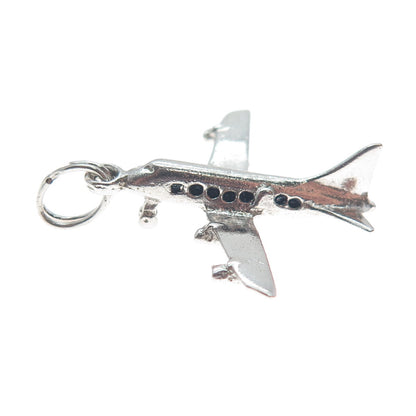J.M. FISHER 925 Sterling Silver Vintage Airplane 3D Charm Pendant