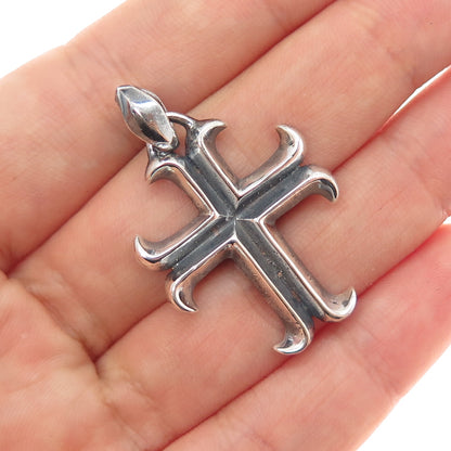925 Sterling Silver Vintage Cross Religious Oxidized Charm Pendant