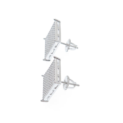 925 Sterling Silver Round-Cut C Z Sparkle Square Stud Earrings