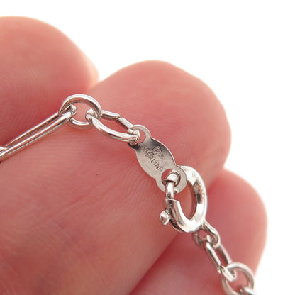 925 Sterling Silver Vintage Paperclip Figaro Chain Necklace 20"