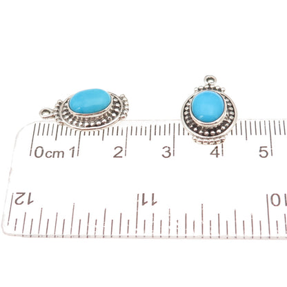 925 Sterling Silver Vintage Real Sleeping Beauty Turquoise Jacket Earrings