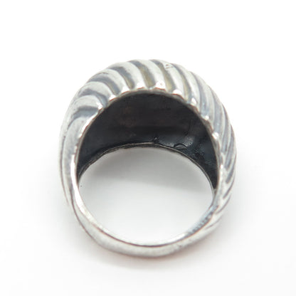 925 Sterling Silver Vintage Twisted Ribbed Dome Oxidized Ring Size 6