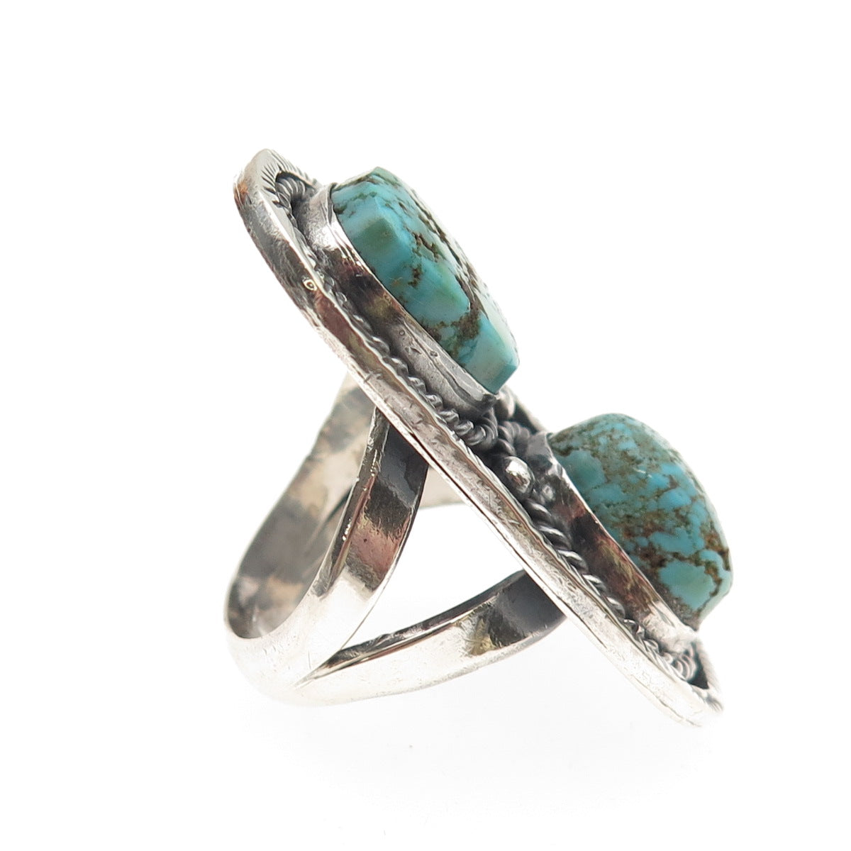 Old Pawn Sterling Silver Vintage Southwestern Turquoise Tribal Ring Size 7.25
