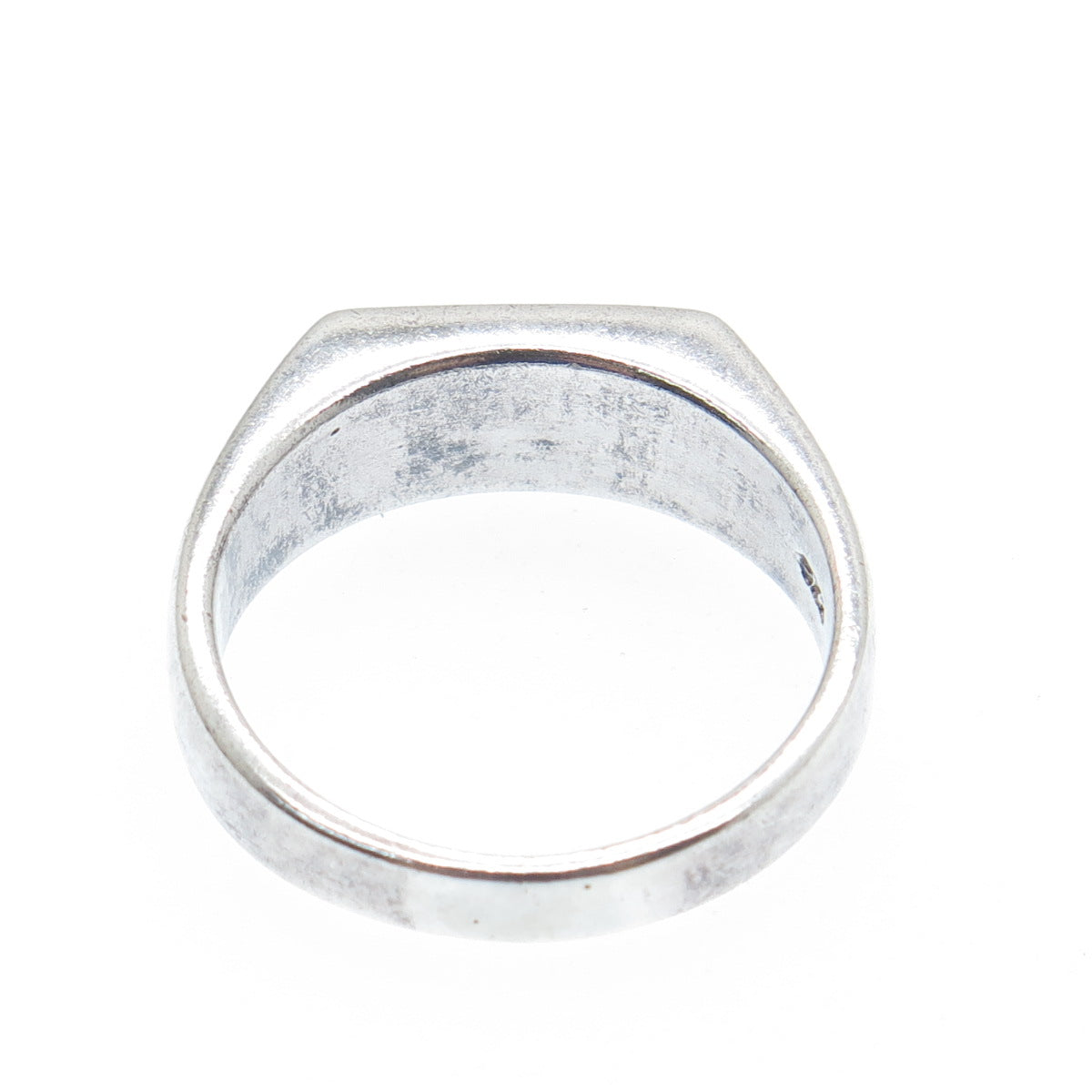 925 Sterling Silver Vintage Enamel Rainbow Signet Oxidized Ring Size 9
