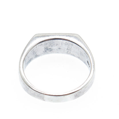 925 Sterling Silver Vintage Enamel Rainbow Signet Oxidized Ring Size 9