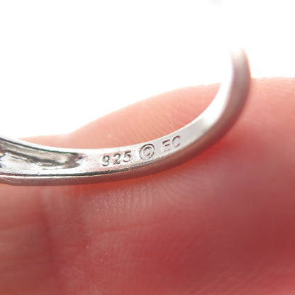 925 Sterling Silver Blue Oval-Cut & White Round-Cut Shaped C Z Ring Size 7