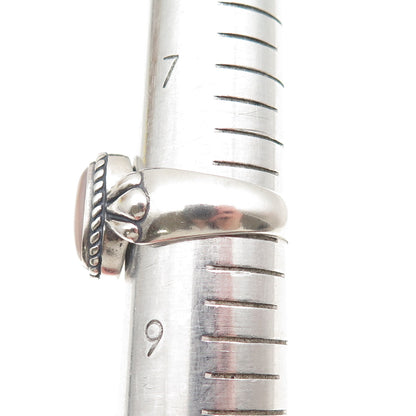 Carolyn Pollack 925 Sterling Silver Vintage Real MOP Oxidized Ring Size 8.25