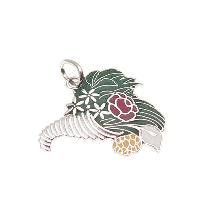 925 Sterling Silver Vintage Enamel Flower Bouquet Mini Charm Pendant