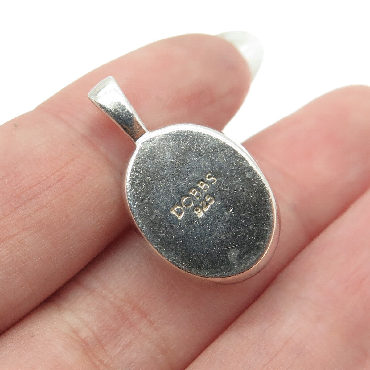 DOBBS OF BOSTON 925 Sterling Silver Vintage Real Doublet MOP Oval Pendant