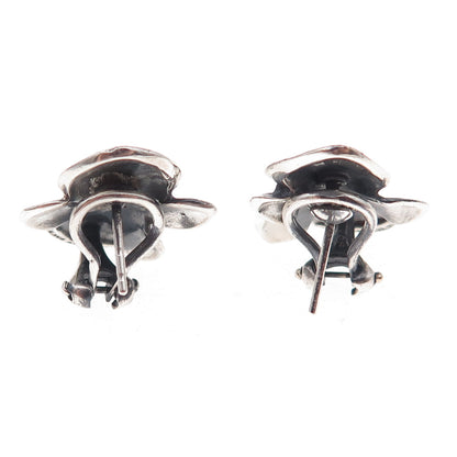 Angela Cummings 925 Sterling Silver Vintage Orchid Floral Omega Back Earrings