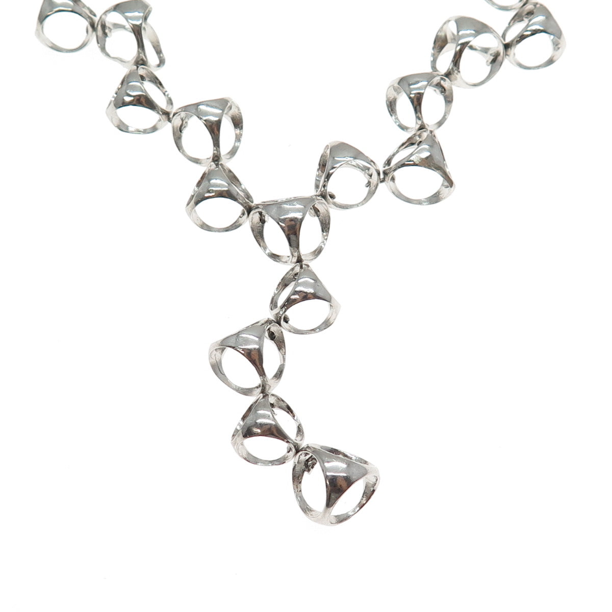 925 Sterling Silver Vintage Modernist Chain Necklace 16-18"