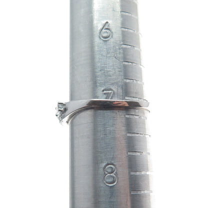 925 Sterling Silver Round-Cut C Z Crisscross Wavy Ring Size 7.25