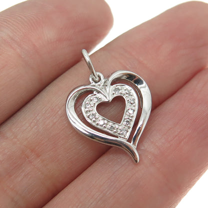 ROSS SIMONS 925 Sterling Silver Round-Cut C Z Heart Minimalist Pendant