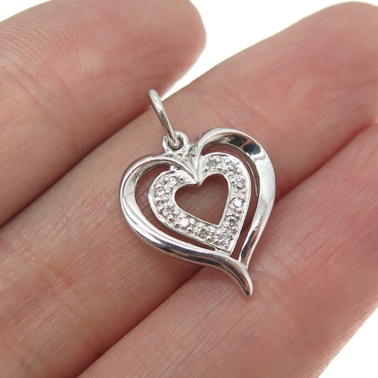 ROSS SIMONS 925 Sterling Silver Round-Cut C Z Heart Minimalist Pendant