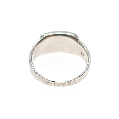 925 Sterling Silver Vintage Lapis Turquoise Abalone Shell & MOP Ring Size 7.75