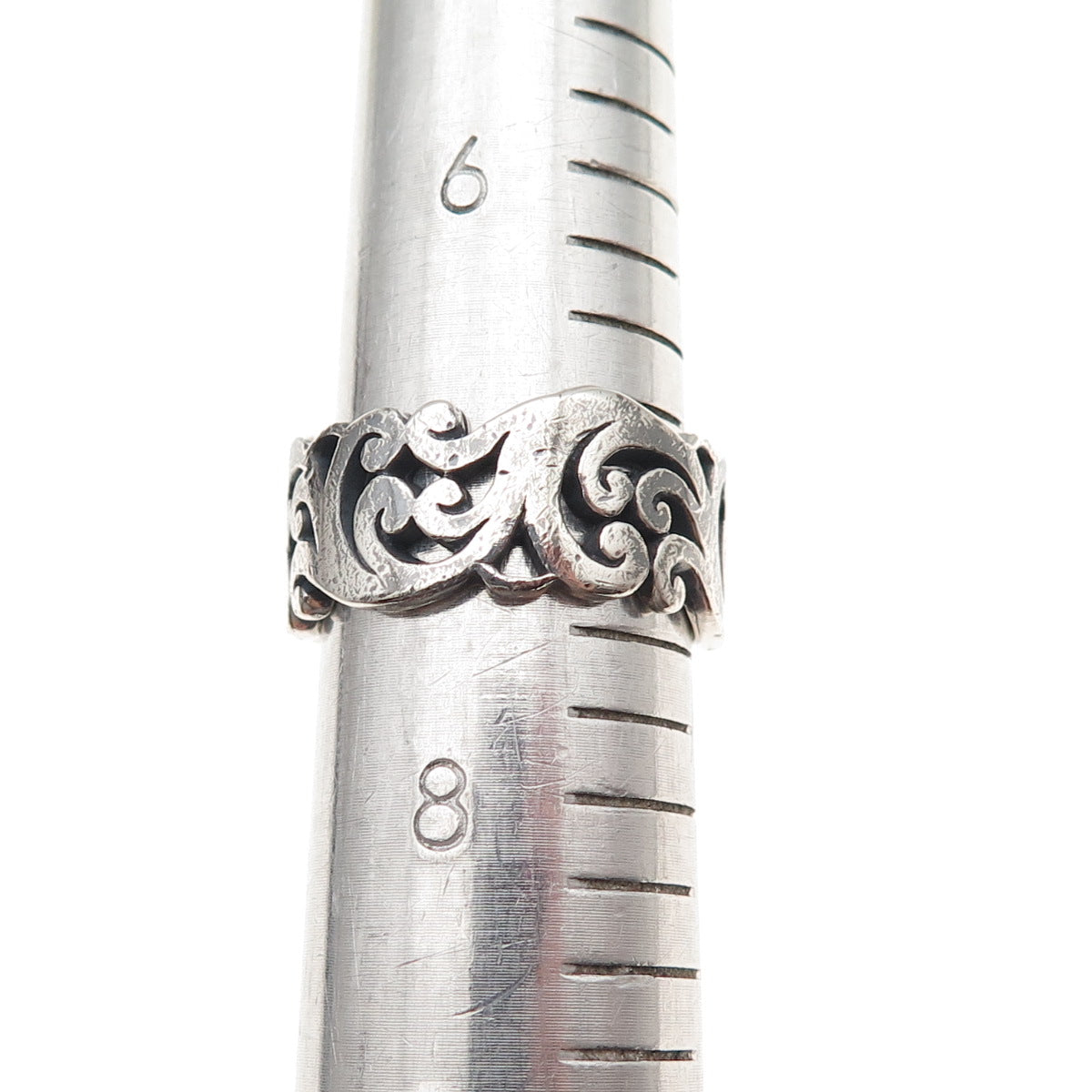 Lois Hill 925 Sterling Silver Vintage Signature Scroll Oxidized Ring Size 7.5