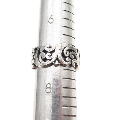 Lois Hill 925 Sterling Silver Vintage Signature Scroll Oxidized Ring Size 7.5