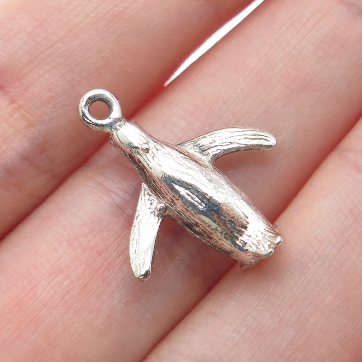 925 Sterling Silver Vintage Pinguin Minimalist 3D Charm Pendant