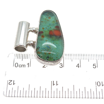 925 Sterling Silver Vintage Mexico Murano Glass Modernist Slide Charm Pendant