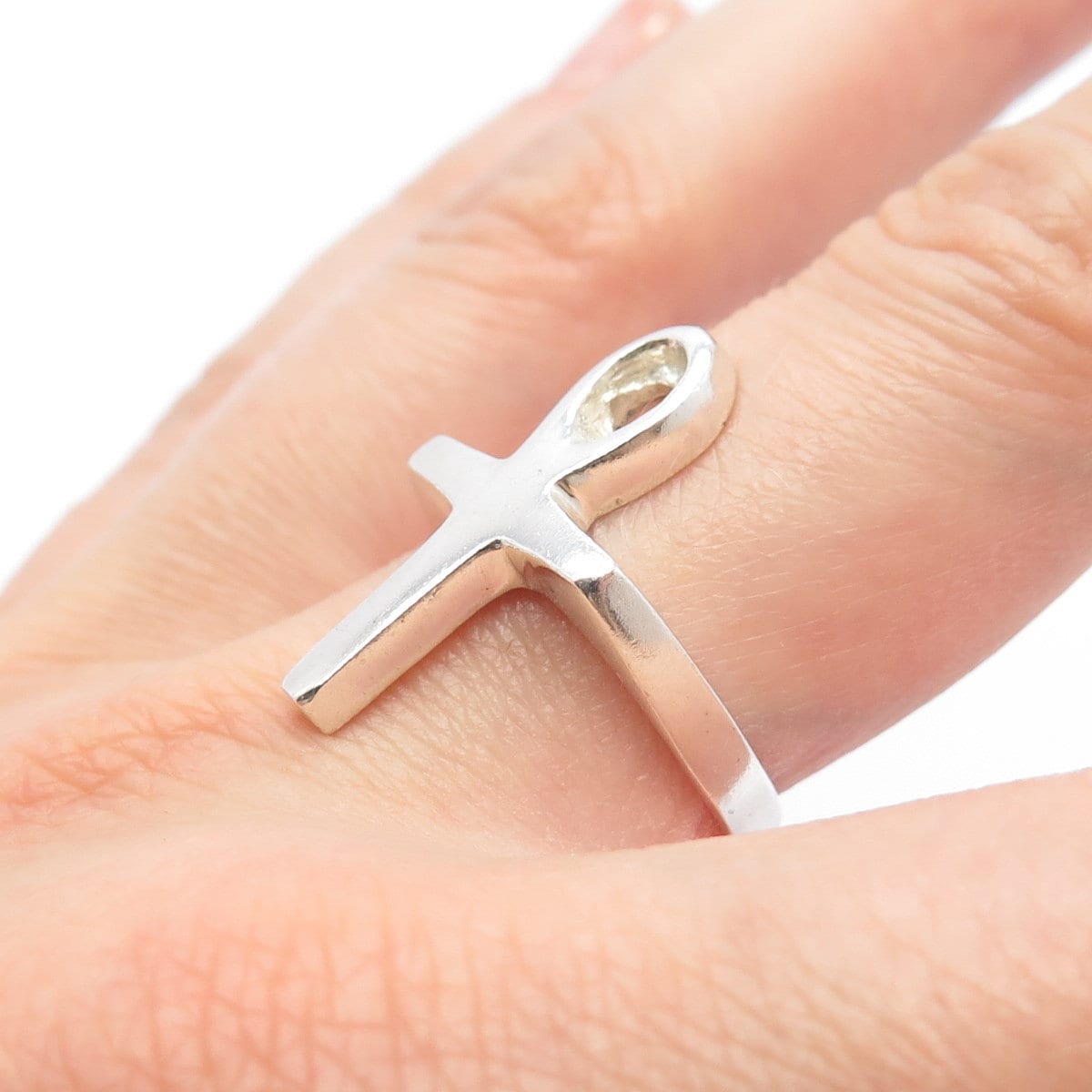 925 Sterling Silver Vintage Mexico Cross Ring Size 8.25
