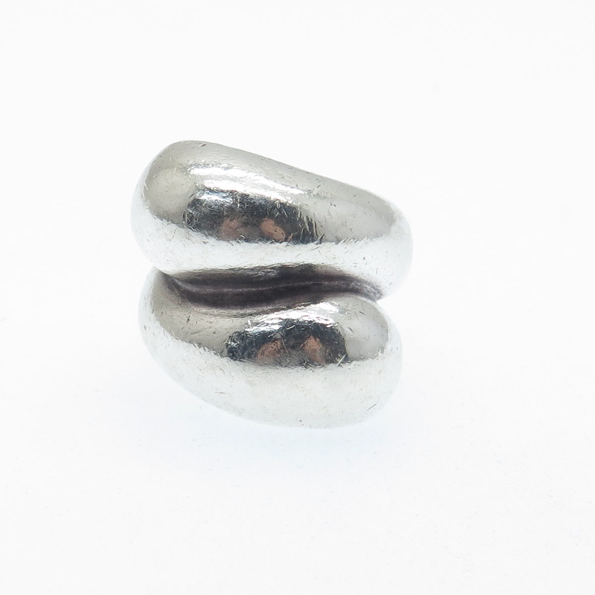 925 Sterling Silver Vintage Mexico Modernist Bypass Oxidized Ring Size 6.5