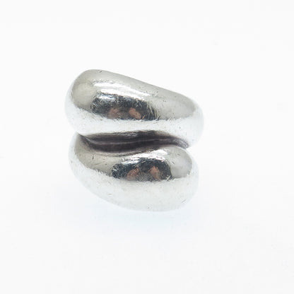 925 Sterling Silver Vintage Mexico Modernist Bypass Oxidized Ring Size 6.5